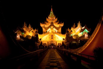 Karaweik Palace at Night in Yangon, Burma